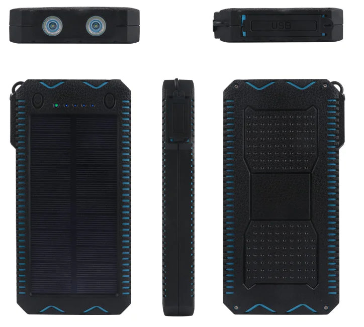 Solar Power Bank with Cigarette Lighter and Waterproof Design
